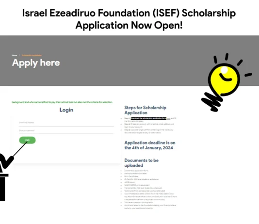 Israel Ezeadiruo Foundation (ISEF) Scholarship Application Now Open!
