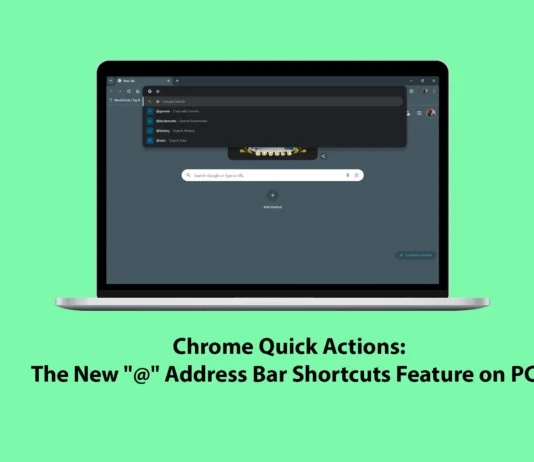 Chrome Quick Actions: The New "@" Address Bar Shortcuts Feature on PCs